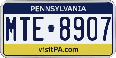 PA license plate MTE8907