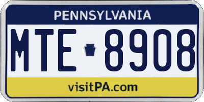 PA license plate MTE8908