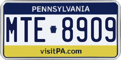 PA license plate MTE8909