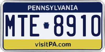 PA license plate MTE8910