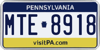 PA license plate MTE8918