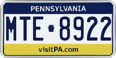 PA license plate MTE8922