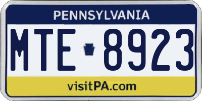 PA license plate MTE8923