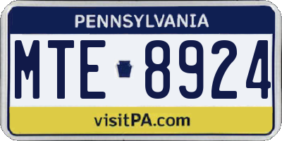 PA license plate MTE8924