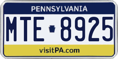 PA license plate MTE8925