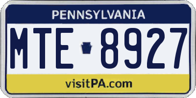 PA license plate MTE8927