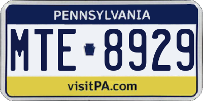 PA license plate MTE8929