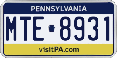 PA license plate MTE8931