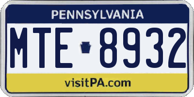 PA license plate MTE8932