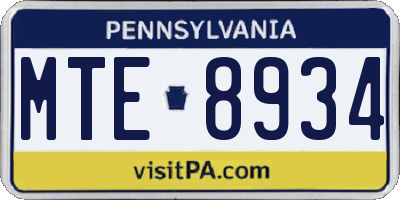PA license plate MTE8934