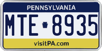 PA license plate MTE8935