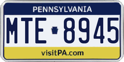 PA license plate MTE8945