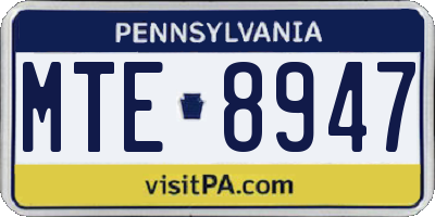 PA license plate MTE8947