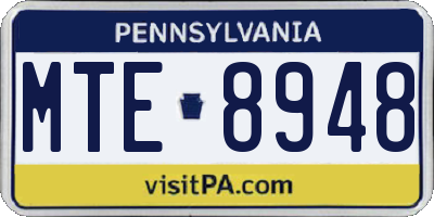 PA license plate MTE8948