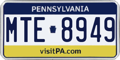 PA license plate MTE8949