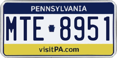 PA license plate MTE8951
