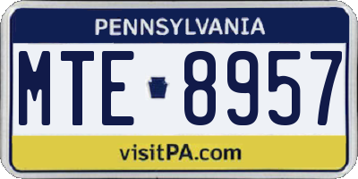 PA license plate MTE8957