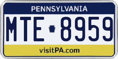 PA license plate MTE8959
