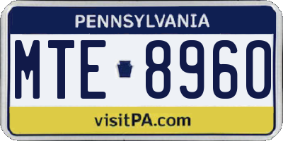 PA license plate MTE8960