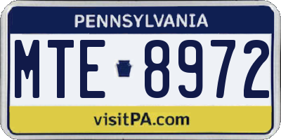 PA license plate MTE8972