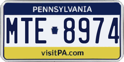 PA license plate MTE8974