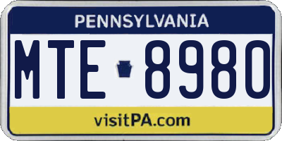 PA license plate MTE8980