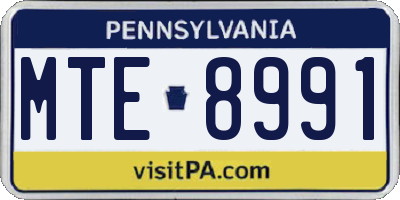 PA license plate MTE8991