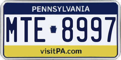 PA license plate MTE8997