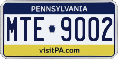 PA license plate MTE9002