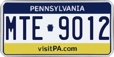 PA license plate MTE9012