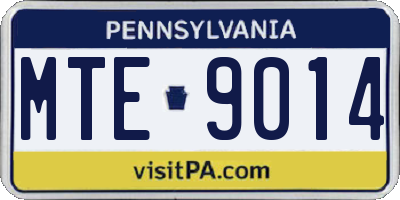 PA license plate MTE9014