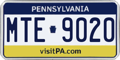 PA license plate MTE9020