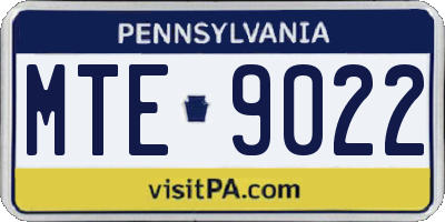 PA license plate MTE9022