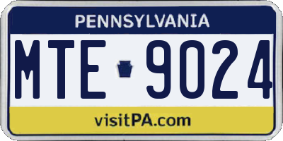 PA license plate MTE9024