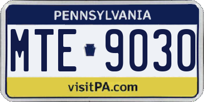 PA license plate MTE9030