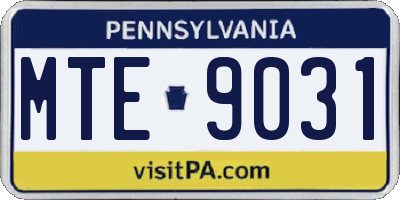 PA license plate MTE9031