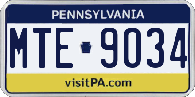 PA license plate MTE9034