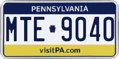 PA license plate MTE9040