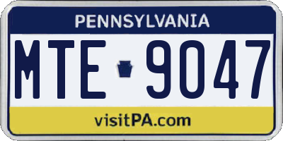 PA license plate MTE9047