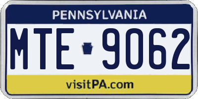 PA license plate MTE9062