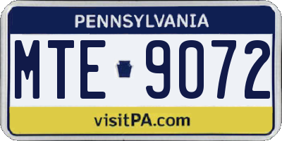 PA license plate MTE9072