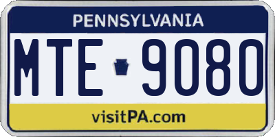 PA license plate MTE9080