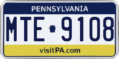 PA license plate MTE9108