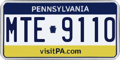 PA license plate MTE9110