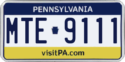 PA license plate MTE9111