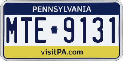 PA license plate MTE9131