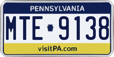 PA license plate MTE9138