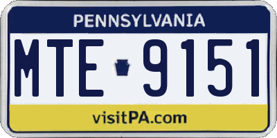 PA license plate MTE9151