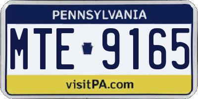 PA license plate MTE9165