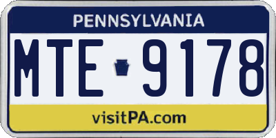 PA license plate MTE9178
